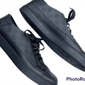 Black Grey Men's Guccissima Print Tessuto Leather Sneakers